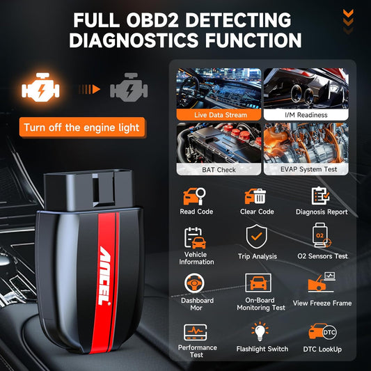 BD200 Bluetooth OBD2 Scanner with Battery Test- Car Code Reader Check Engine Diagnostic Scan Tools, Exclusive App on Ios & Android, Wireless OBDII Adapter Works for 1996 & Newer Vehicles