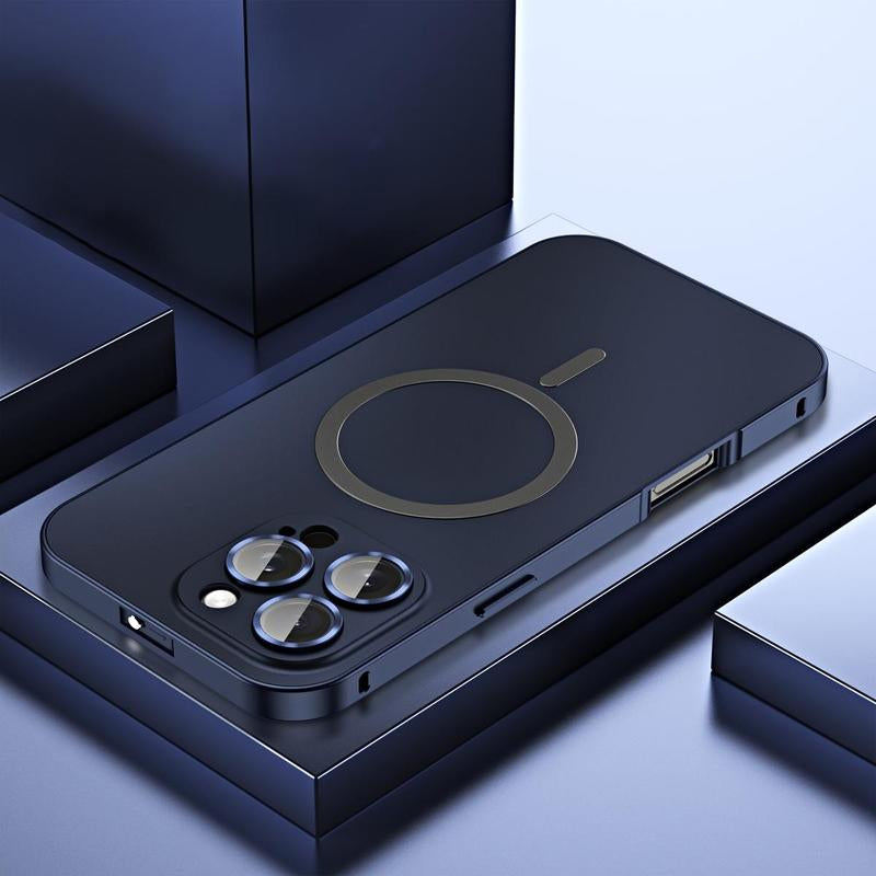 Alloy Aluminum Metal Mag Safe Magnetic Case for Iphone 16 15 14 13 12 Pro Max, Ultra Thin Phone Case Full Coverage Lens Protective Wireless Charging Protective Cover