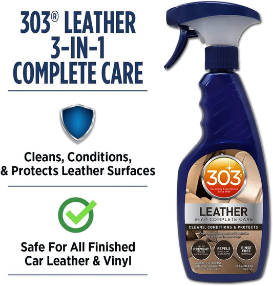 303® Automotive Leather Care Spray - 3-in-1 Protection, Prevent Cracking & Fading, UV Shield, Safe for All Leather & Vinyl - 473ml
