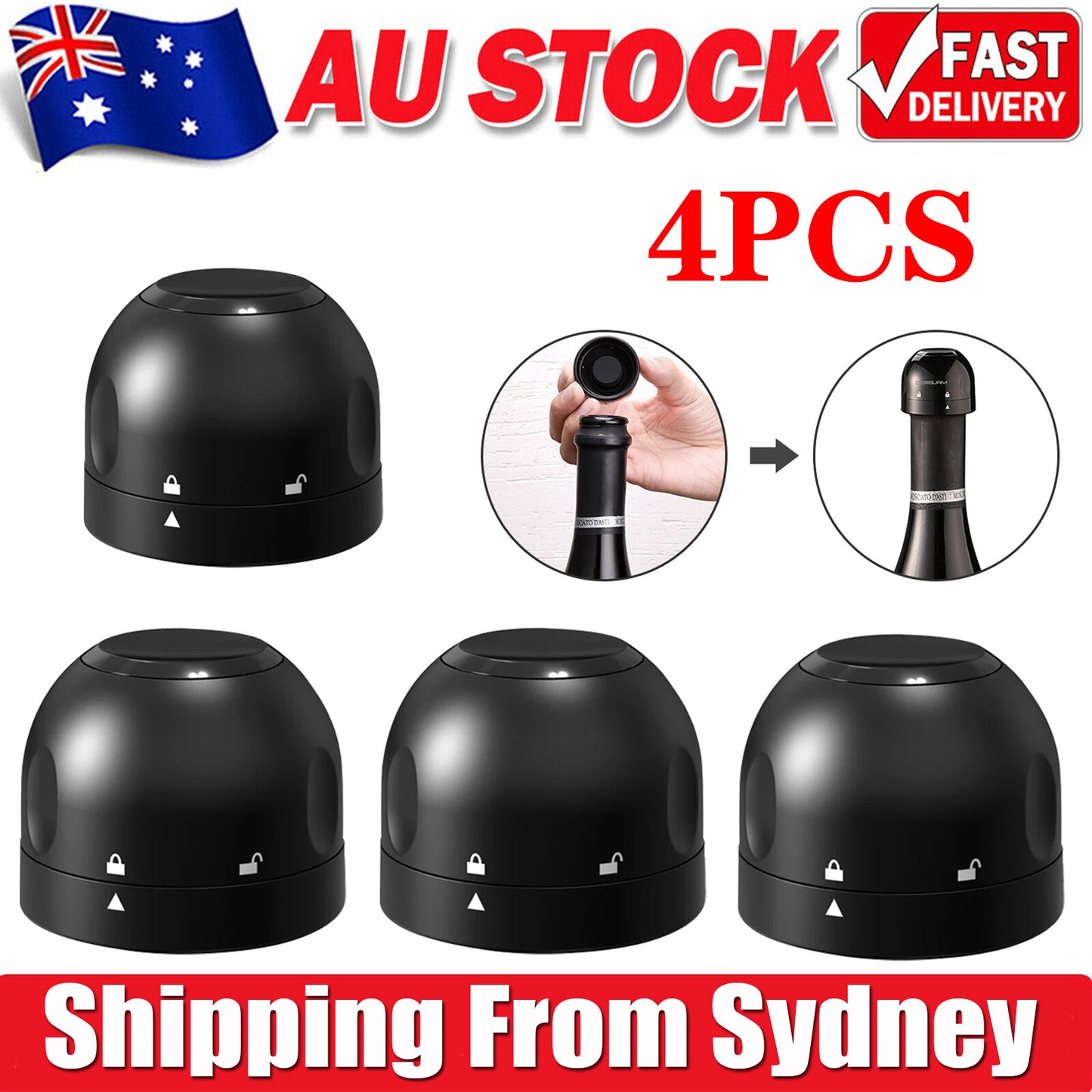 4X Silicone Sealed Champagne Stopper Red Wine Bottle Preserver Vacuum Plug Tools