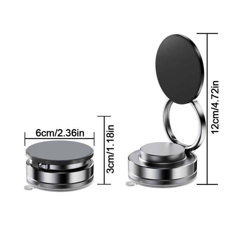 Vacuum Magnetic Phone Holder for Car, 360° Adjustable Suction Cup Phone Mount, Foldable & Portable Vacuum Magnetic Phone Stand for All Smartphones & All Car Models & Gym/Bathroom Mirror