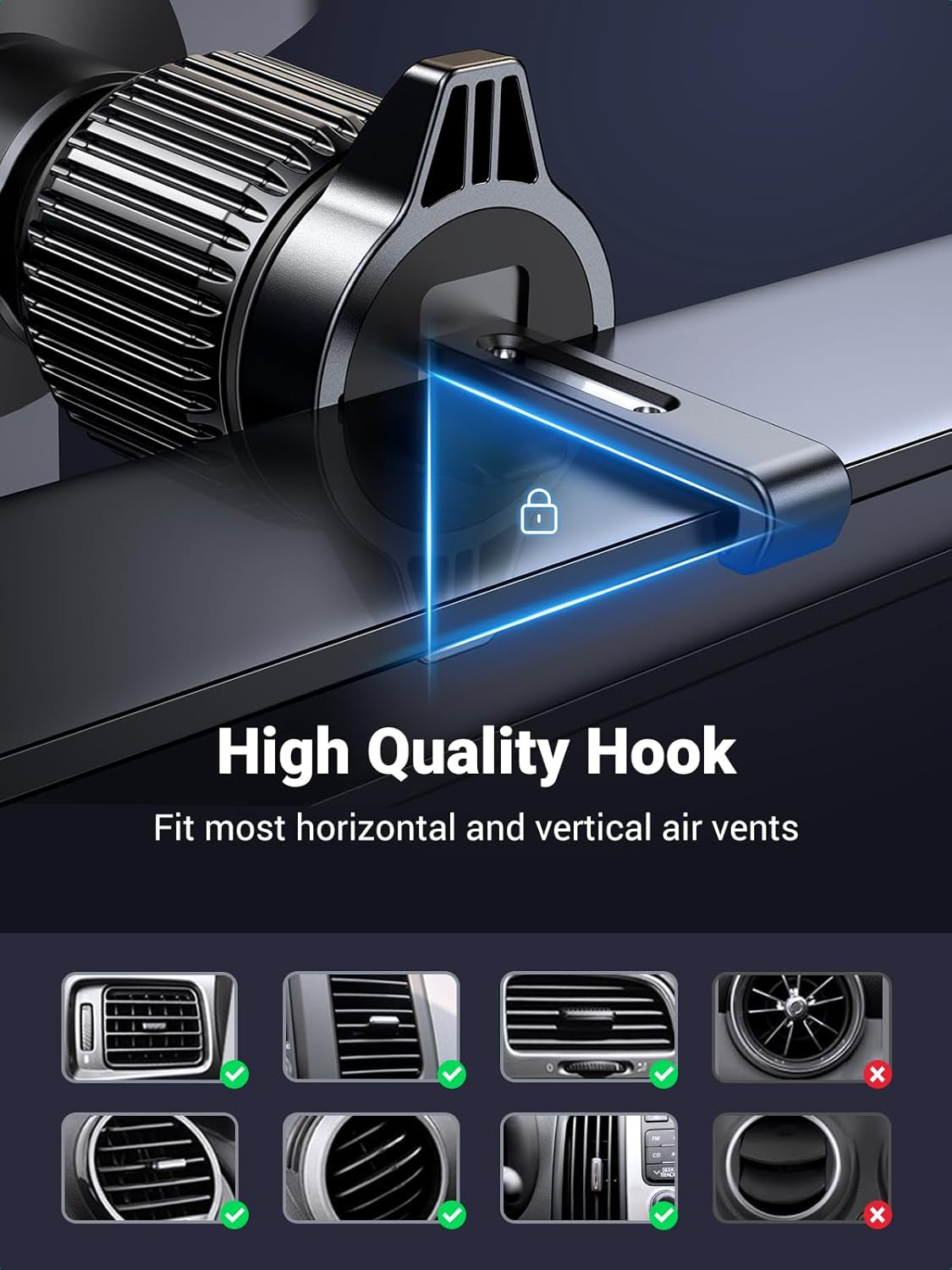 Universal Gravity Car Phone Holder for Air Vent - Compatible with iPhone 17 Pro Max, Galaxy S24 Ultra & More (5.8-7.2'' Phones) - Sleek Grey Design
