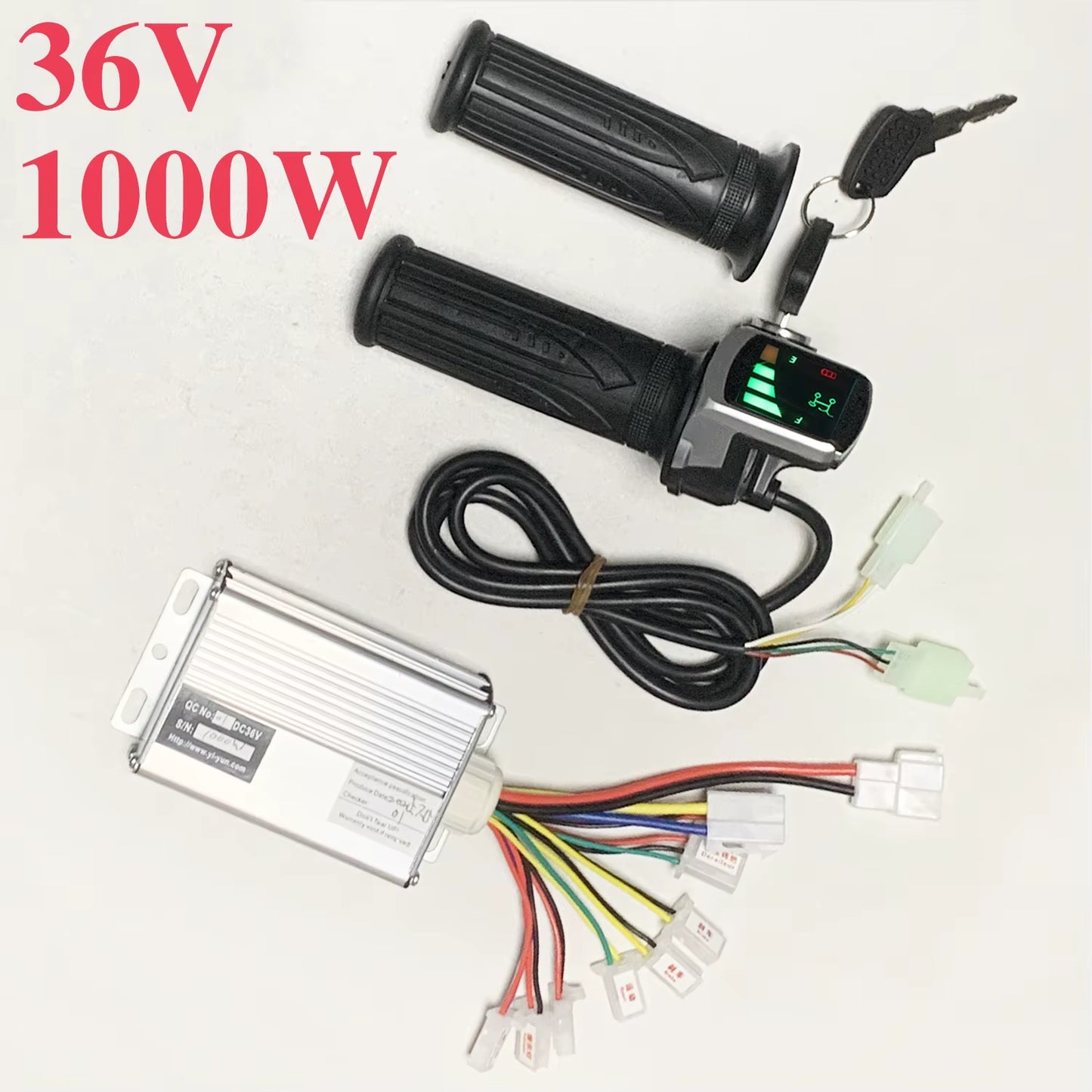 36V 1000W 30A E-Bike DC Brushed Motor Controller with LED Throttle Handlebar Kit for Chain Drive Electric Bicycle Scooter