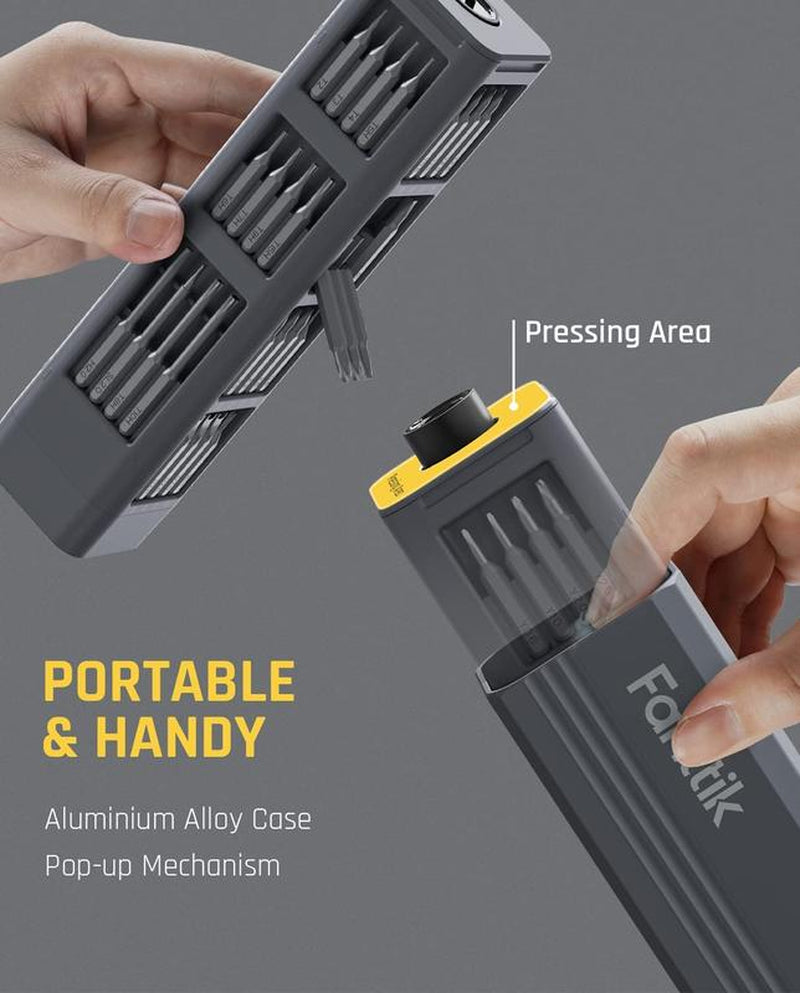 Fanttik E1 MAX 3.7V Mini Electric Screwdriver 50-In-1 Magnetic Bits 5/32''Hex Magnetic Storage, Repair Tool Set for Phone Camera Laptop 3D Printer - Hardware Cordless