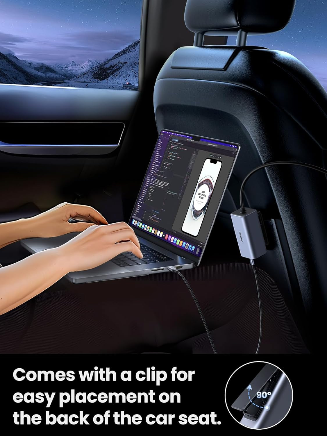 150W Car Charger Super Fast Charging, 4 Ports USB C Car Charger, PD 140W Gan, PPS 45W, SCP 22.5W, Clip Design, Compatible with Macbook, Ipad, Iphone 17 Pro Max, Galaxy S25/S24/S23