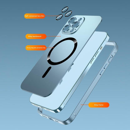 Alloy Aluminum Metal Mag Safe Magnetic Case for Iphone 16 15 14 13 12 Pro Max, Ultra Thin Phone Case Full Coverage Lens Protective Wireless Charging Protective Cover