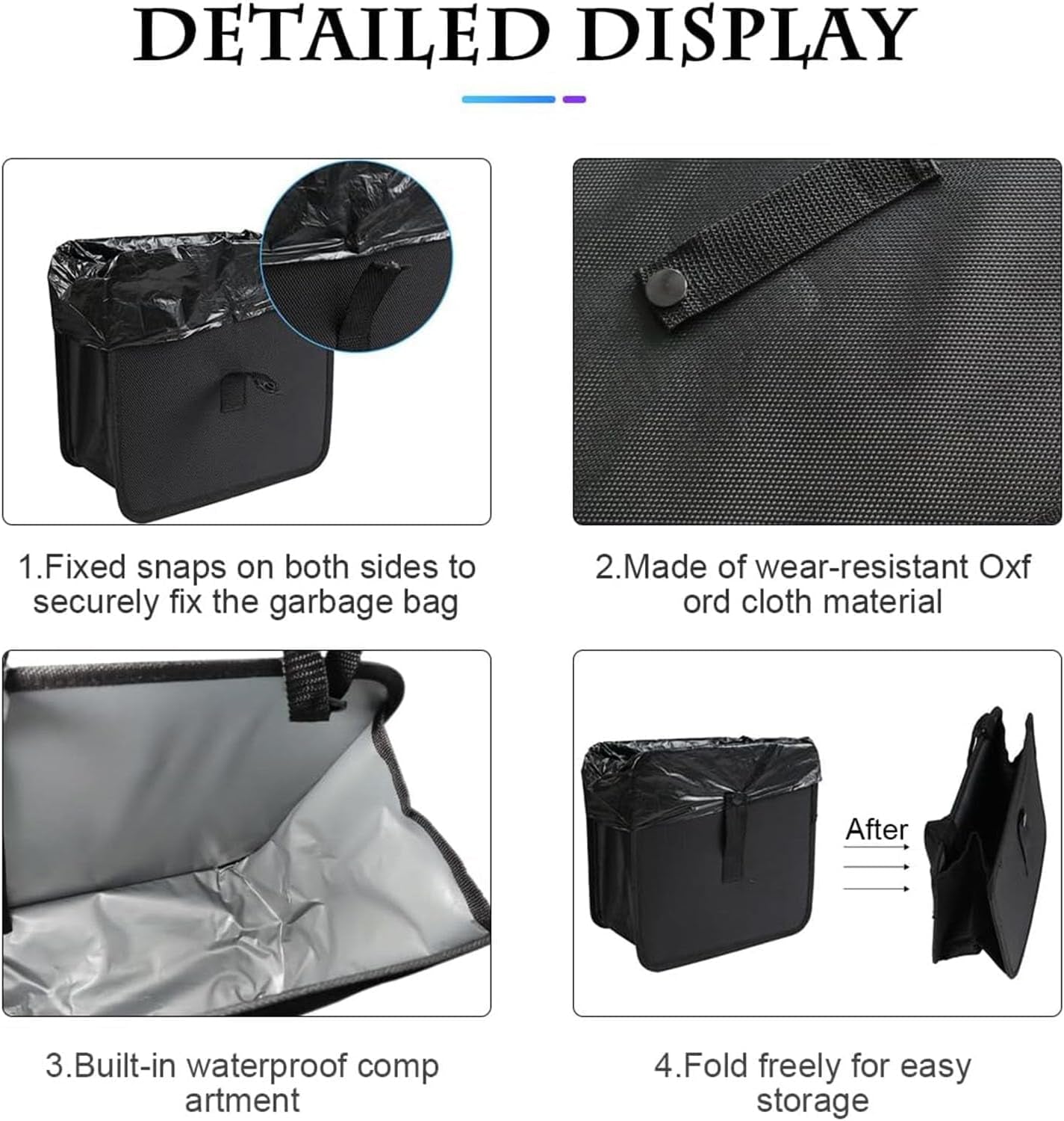 Foldable Hanging Car Trash Can, Waterproof Leakproof Car Interior Accessories Car Trash Bin, Multifunctional Car Storage Bag, Trash Can Storage Bag with Large Capacity for Car