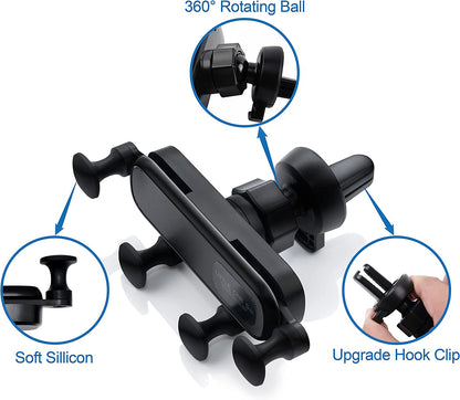 Air Vent Car Phone Holder,  Gravity Cradle Shakeproof Cell Phone Holder, Universal Compatible for Iphone Series Samsung Galaxy Series and All Other Smart Phones from 4.0-7.0 Inches