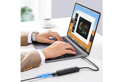 UGREEN 20984 USB 2.0 to 3 X USB2.0 with RJ45 (100Mbps) Ethernet Adapter (Black)