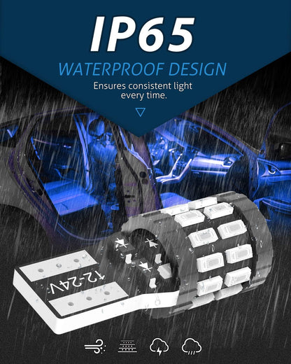 194 T10 W5W 168 LED Light Bulb Super Bright Blue 30-SMD 3014 Chips 12-24V CANBUS Error Free LED Bulbs for Car Dome Map Door Courtesy License Plate Light(Upgraded Version)