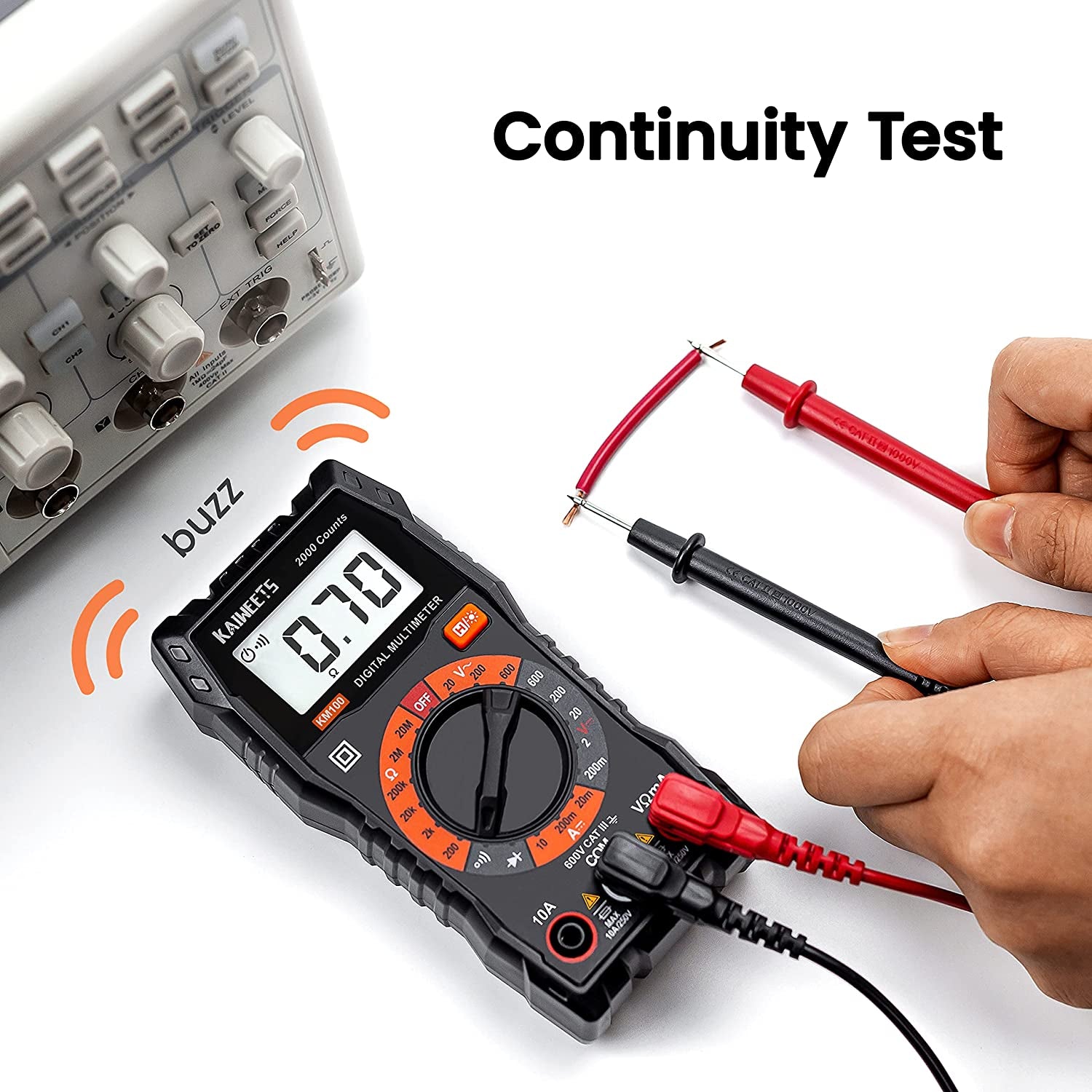 Multimeter 2000 Counts Digital Multimeter with DC AC Voltmeter, Ohm Volt Amp Test Meter and Continuity Test Diode Voltage Tester