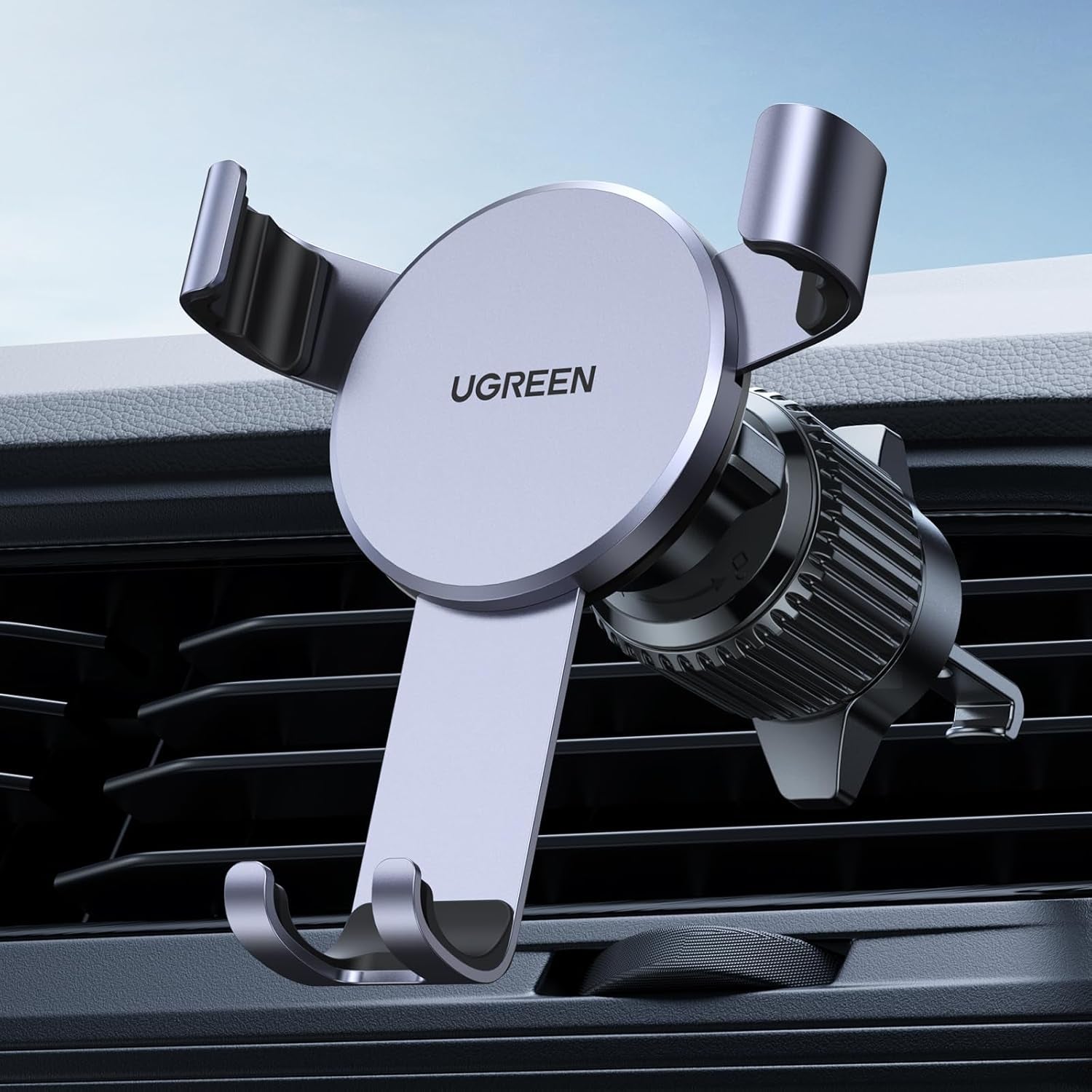 Universal Gravity Car Phone Holder for Air Vent - Compatible with iPhone 17 Pro Max, Galaxy S24 Ultra & More (5.8-7.2'' Phones) - Sleek Grey Design