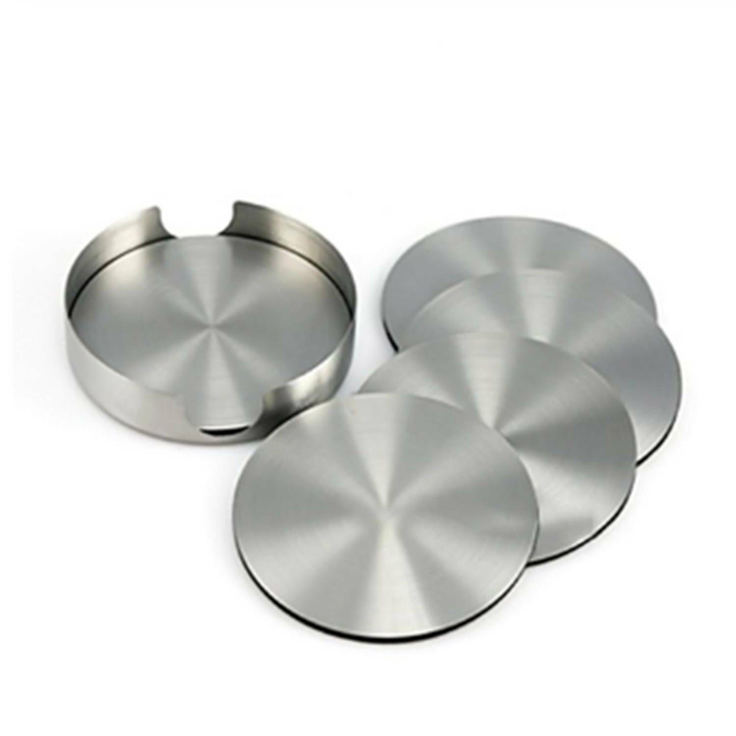6Xstainless Steel Coasters for Drinks with Holder Heat Resistant Cup Mat Pad Set