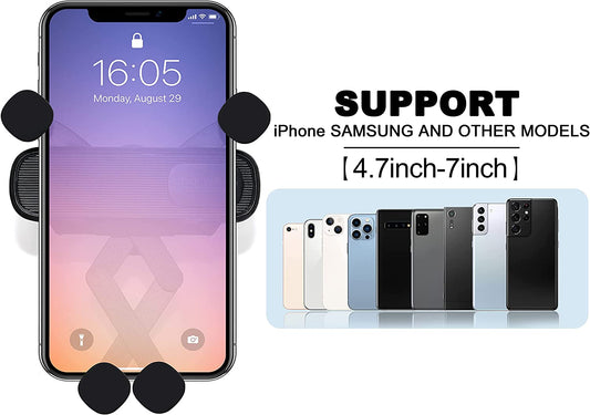 Air Vent Car Phone Holder,  Gravity Cradle Shakeproof Cell Phone Holder, Universal Compatible for Iphone Series Samsung Galaxy Series and All Other Smart Phones from 4.0-7.0 Inches