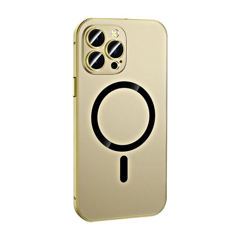 Alloy Aluminum Metal Mag Safe Magnetic Case for Iphone 16 15 14 13 12 Pro Max, Ultra Thin Phone Case Full Coverage Lens Protective Wireless Charging Protective Cover