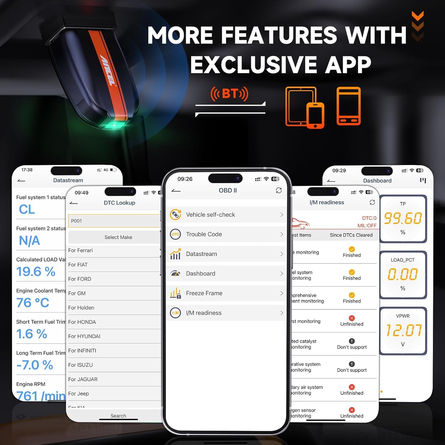 BD200 Bluetooth OBD2 Scanner with Battery Test- Car Code Reader Check Engine Diagnostic Scan Tools, Exclusive App on Ios & Android, Wireless OBDII Adapter Works for 1996 & Newer Vehicles
