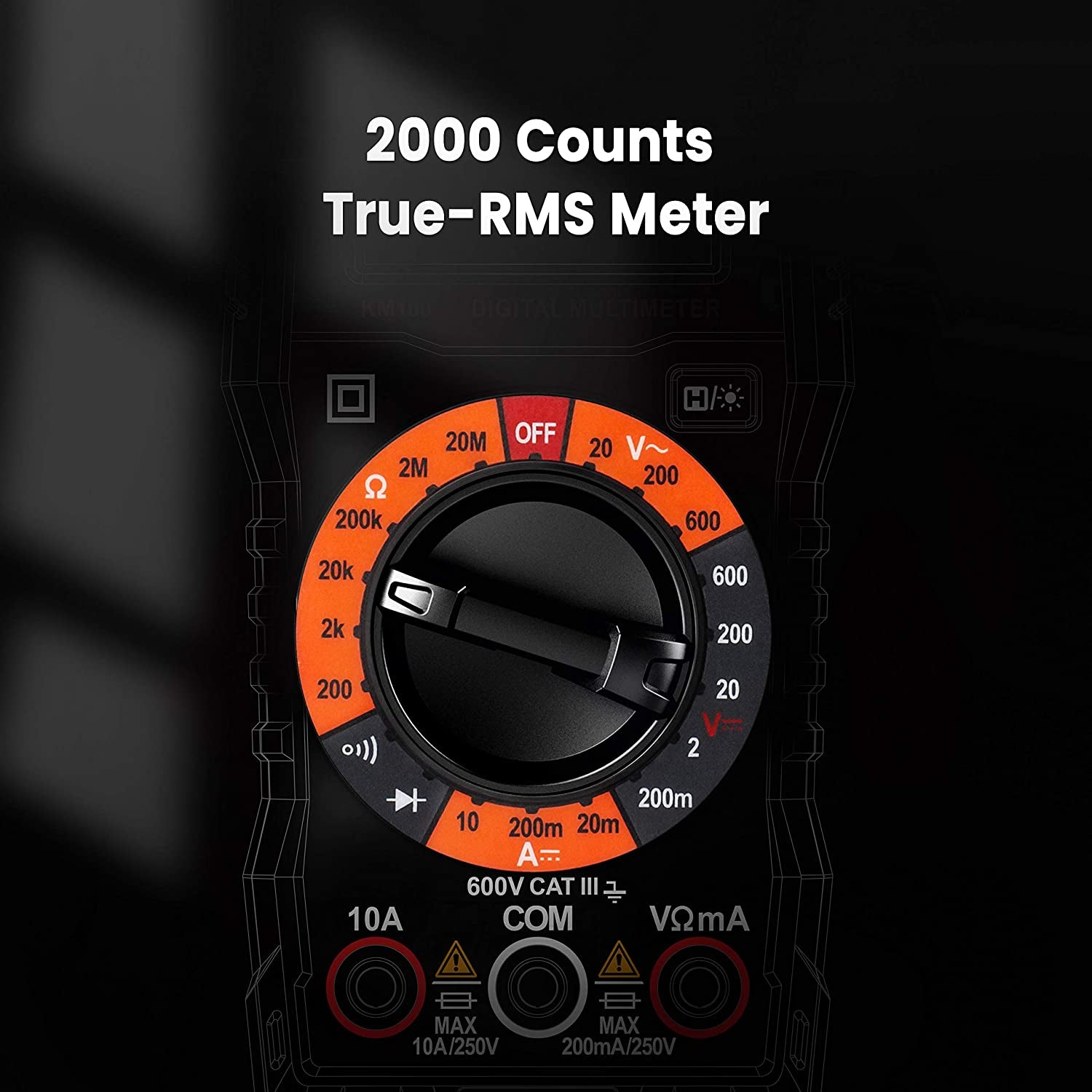 Multimeter 2000 Counts Digital Multimeter with DC AC Voltmeter, Ohm Volt Amp Test Meter and Continuity Test Diode Voltage Tester