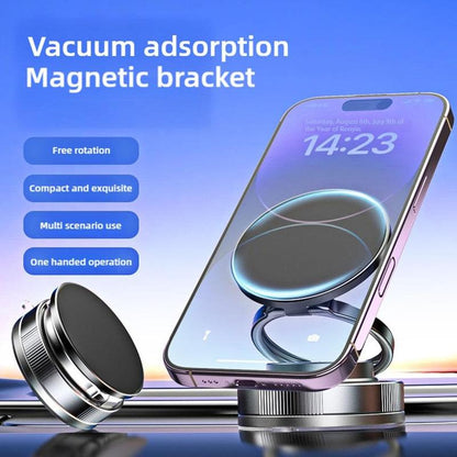 Vacuum Magnetic Phone Holder for Car, 360° Adjustable Suction Cup Phone Mount, Foldable & Portable Vacuum Magnetic Phone Stand for All Smartphones & All Car Models & Gym/Bathroom Mirror
