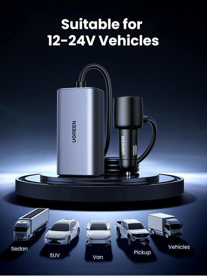 150W Car Charger Super Fast Charging, 4 Ports USB C Car Charger, PD 140W Gan, PPS 45W, SCP 22.5W, Clip Design, Compatible with Macbook, Ipad, Iphone 17 Pro Max, Galaxy S25/S24/S23