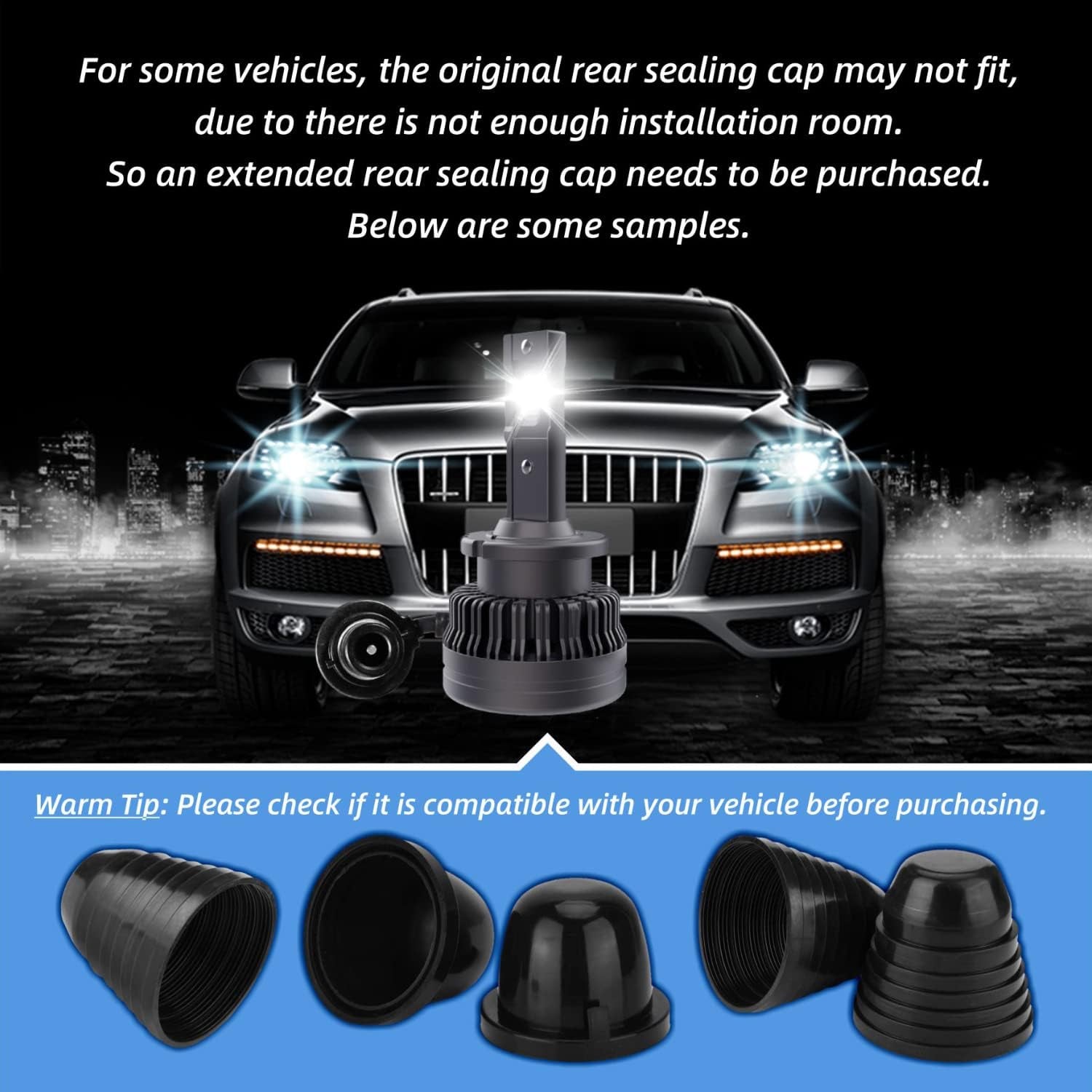 D4S LED Headlight Bulb - 400% More Brightness 6000K High and Low Beam Xenon HID Replacement Lights - Pack of 2