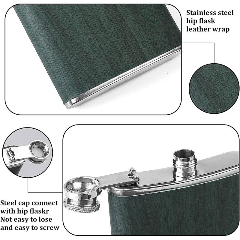 Stainless Steel Hip Flask Portable Pocket Bottle Wine Pot for Outdoor Travel Use