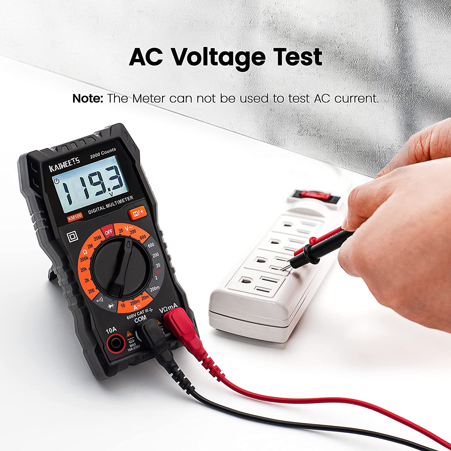 Multimeter 2000 Counts Digital Multimeter with DC AC Voltmeter, Ohm Volt Amp Test Meter and Continuity Test Diode Voltage Tester