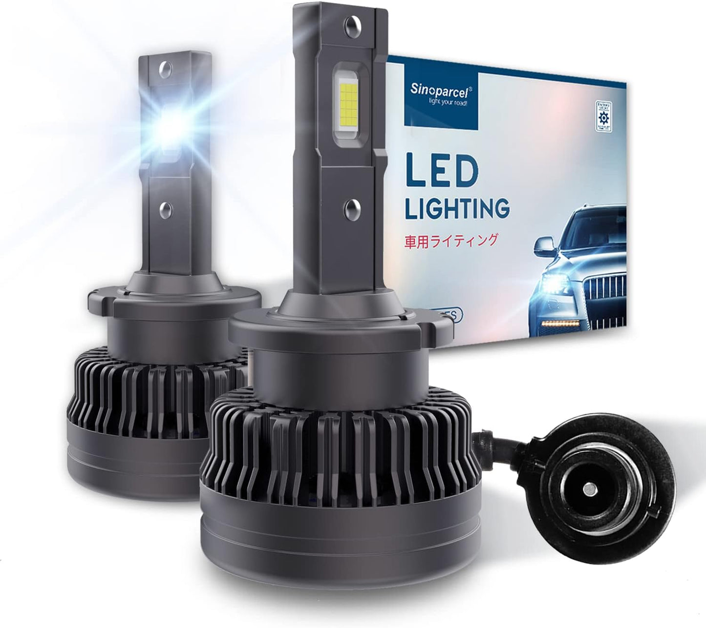 D4S LED Headlight Bulb - 400% More Brightness 6000K High and Low Beam Xenon HID Replacement Lights - Pack of 2