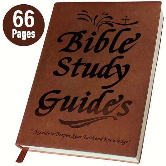 66-Page A5 Leather Bible Study Journal - Daily Devotional Notebook for Personal & Group Study, Prayer Companion, Christian Gift with PU Cover (Ideal Faith Building Tool