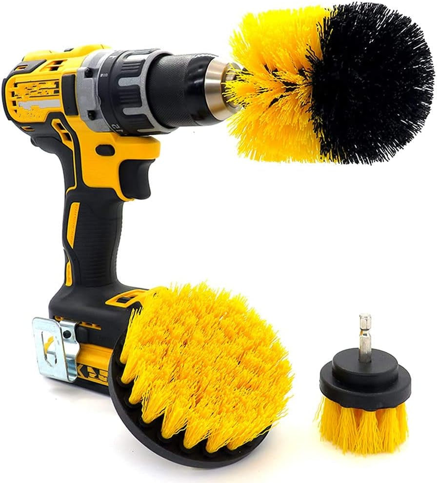 [3 Pack] Auto Detailing Drill Brush Set, Wheel Cleaner Brush, Car Cleaner Wash Brush Supplies Kit Fit Tire, Car Mats, Floor Mat, Bathroom and Auto Power Scrubber Brush Cleaning Sets
