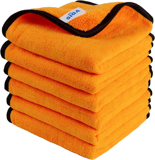 Premium Microfiber Cleaning Towels - Dual-Sided Car Wash & Detail Towels, Gold, 15.7"x23.6", 6 Pack