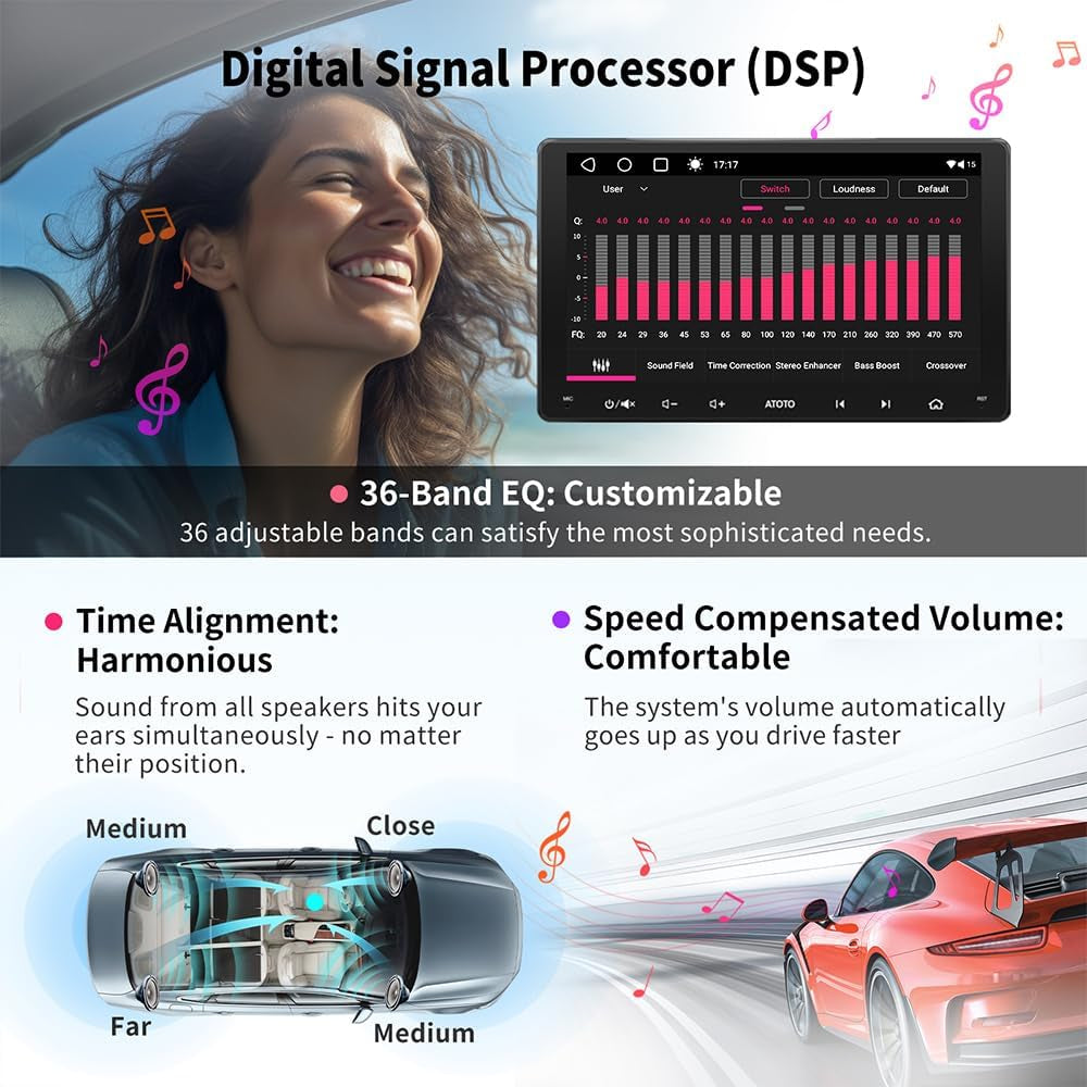 [9Inch]  A6 PF Android In-Dash Video, Double-Din Car Stereo, Wireless Carplay & Android Auto, Car GPS In-Dash Navigation, Dual Bluetooth, Wifi/Bt/Usb Tethering, HD LRV, 2G+32G, A6G209PF