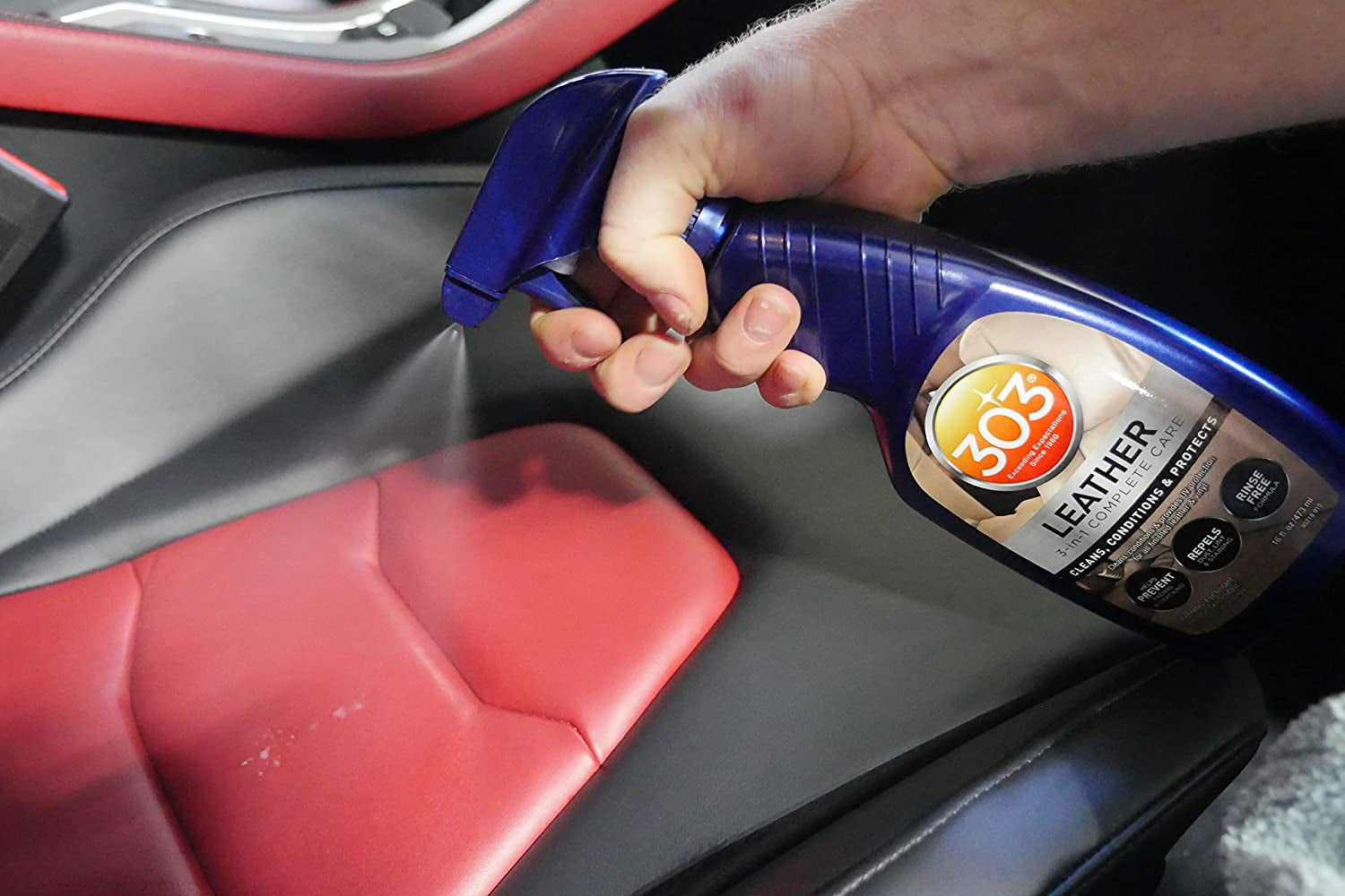 303® Automotive Leather Care Spray - 3-in-1 Protection, Prevent Cracking & Fading, UV Shield, Safe for All Leather & Vinyl - 473ml