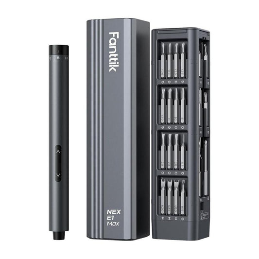 Fanttik E1 MAX 3.7V Mini Electric Screwdriver 50-In-1 Magnetic Bits 5/32''Hex Magnetic Storage, Repair Tool Set for Phone Camera Laptop 3D Printer - Hardware Cordless