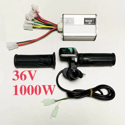 36V 1000W 30A E-Bike DC Brushed Motor Controller with LED Throttle Handlebar Kit for Chain Drive Electric Bicycle Scooter