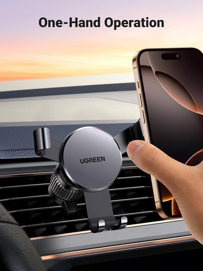 Universal Gravity Car Phone Holder for Air Vent - Compatible with iPhone 17 Pro Max, Galaxy S24 Ultra & More (5.8-7.2'' Phones) - Sleek Grey Design