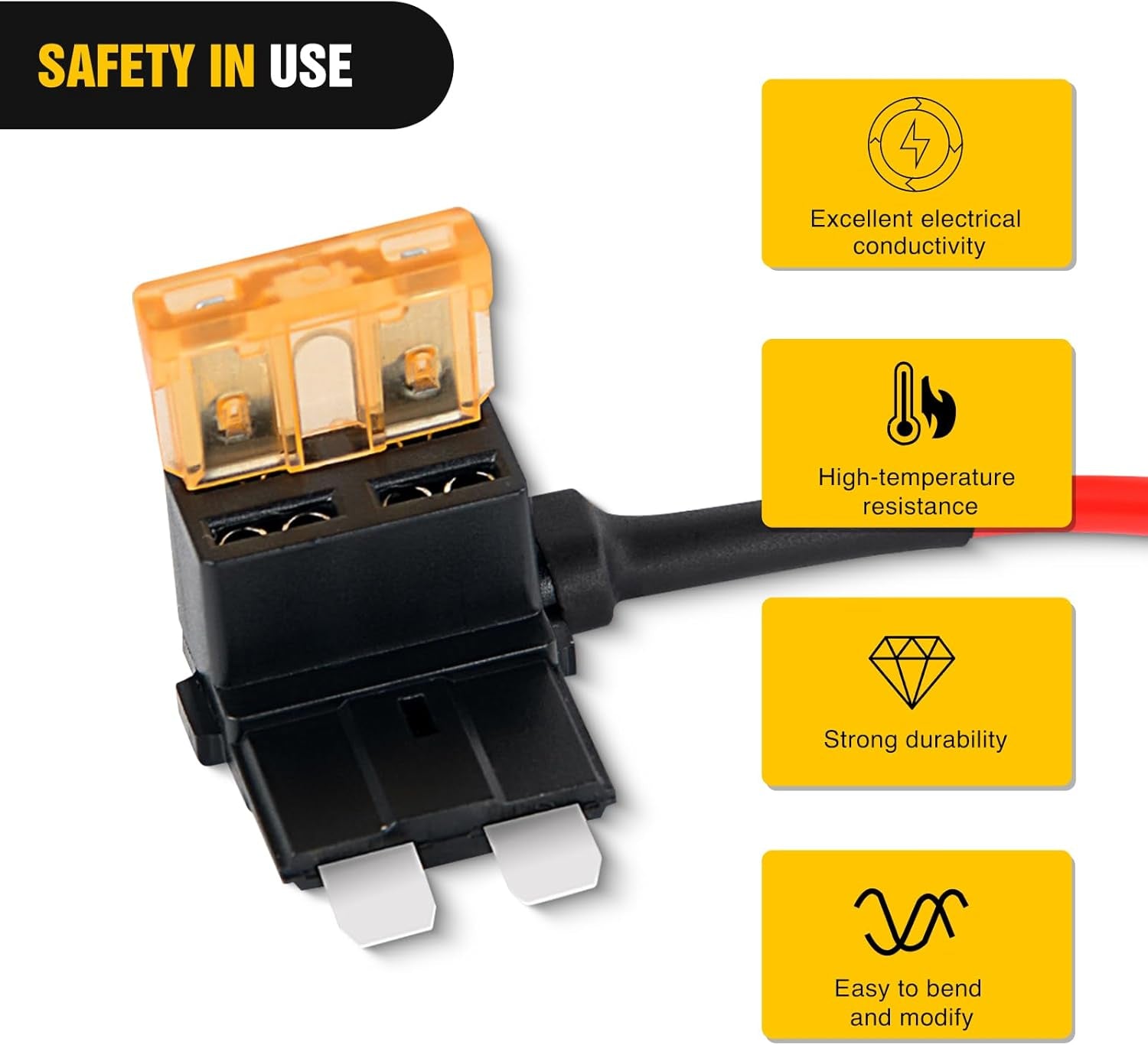 12V Car Add-A-Circuit Fuse TAP Adapter with 5 Amp Standard APR ATO ATC Blade Fuse Set for Cars Trucks Boats, Pack of 10