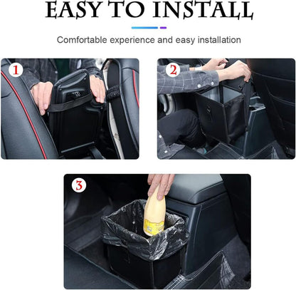 Foldable Hanging Car Trash Can, Waterproof Leakproof Car Interior Accessories Car Trash Bin, Multifunctional Car Storage Bag, Trash Can Storage Bag with Large Capacity for Car