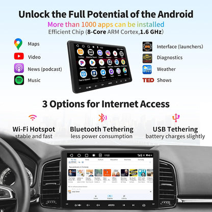 [9Inch]  A6 PF Android In-Dash Video, Double-Din Car Stereo, Wireless Carplay & Android Auto, Car GPS In-Dash Navigation, Dual Bluetooth, Wifi/Bt/Usb Tethering, HD LRV, 2G+32G, A6G209PF