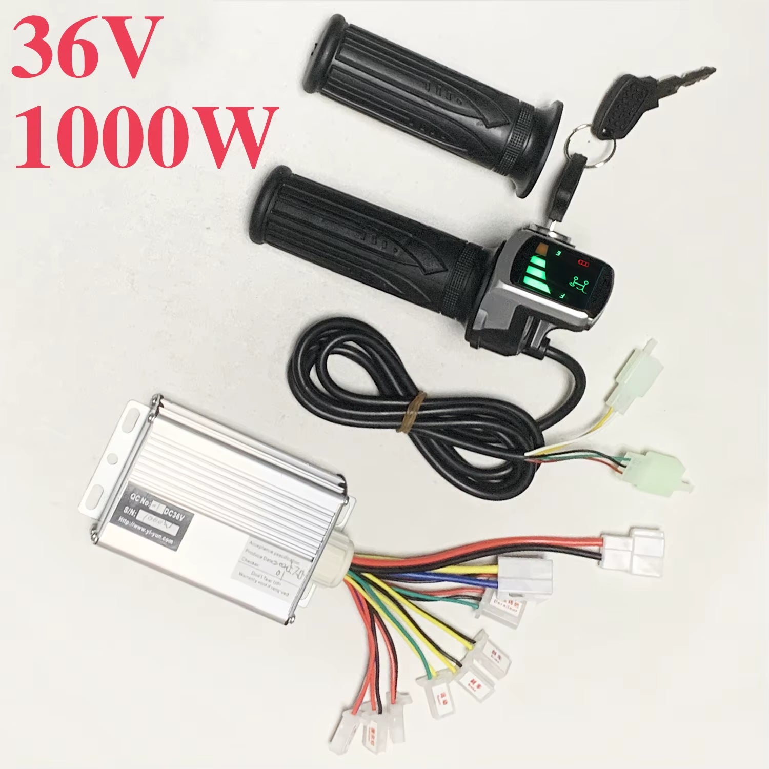 36V 1000W 30A E-Bike DC Brushed Motor Controller with LED Throttle Handlebar Kit for Chain Drive Electric Bicycle Scooter