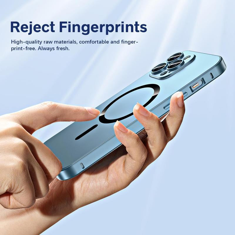 Alloy Aluminum Metal Mag Safe Magnetic Case for Iphone 16 15 14 13 12 Pro Max, Ultra Thin Phone Case Full Coverage Lens Protective Wireless Charging Protective Cover