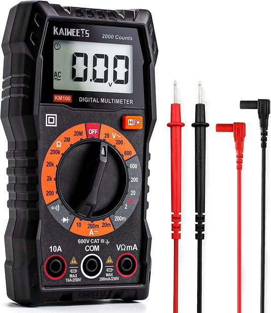 Multimeter 2000 Counts Digital Multimeter with DC AC Voltmeter, Ohm Volt Amp Test Meter and Continuity Test Diode Voltage Tester