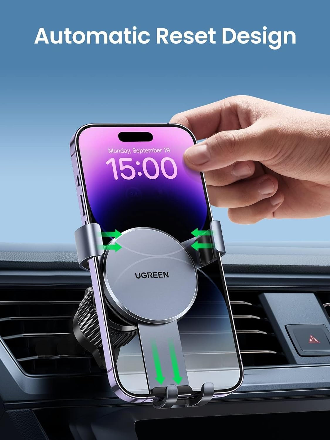 Universal Gravity Car Phone Holder for Air Vent - Compatible with iPhone 17 Pro Max, Galaxy S24 Ultra & More (5.8-7.2'' Phones) - Sleek Grey Design
