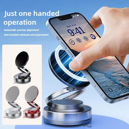 Vacuum Magnetic Phone Holder for Car, 360° Adjustable Suction Cup Phone Mount, Foldable & Portable Vacuum Magnetic Phone Stand for All Smartphones & All Car Models & Gym/Bathroom Mirror